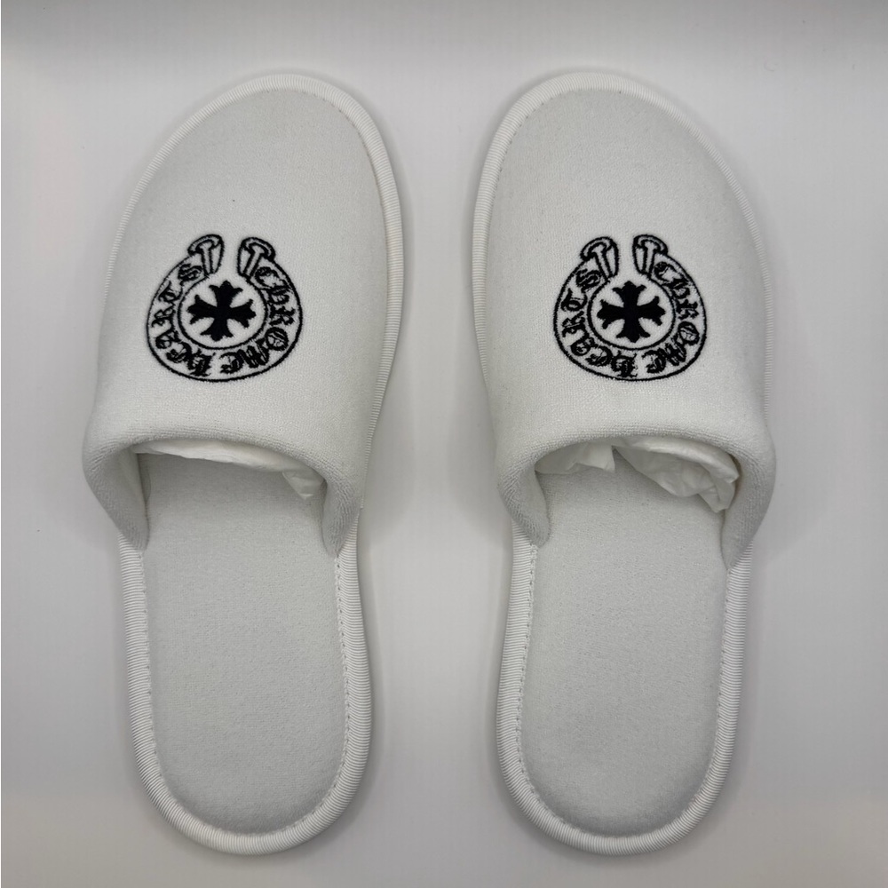 Chrome Hearts White Hotel Slippers